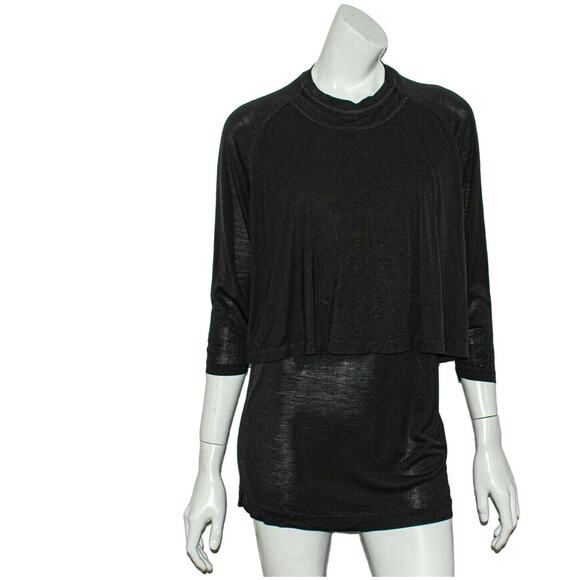 HENRIK VIBSKOV Women's Double layer Blouse Top Black Half Sleeve L - Picture 1 of 7
